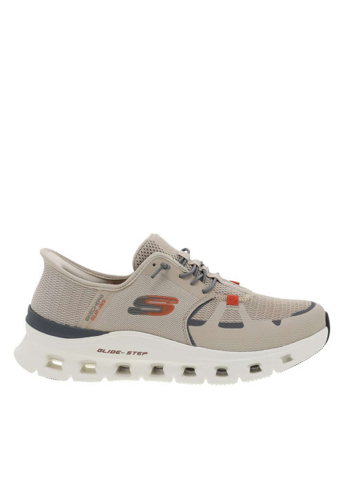 Baskets running taupe à semelle plate avec une fermeture slip-on