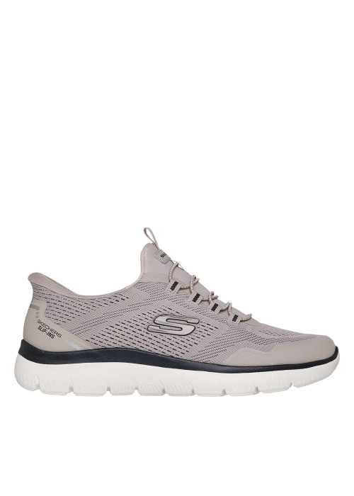Baskets running taupe à semelle plate avec une fermeture slip-on