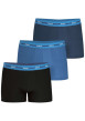 Thumbnail Lot de 3 boxers en coton bleus unis avec une taille élastiquée