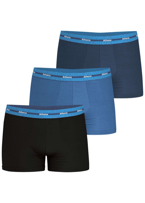 Lot de 3 boxers en coton bleus unis avec une taille élastiquée