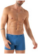 Thumbnail Lot de 3 boxers en coton bleus unis avec une taille élastiquée - Image 4