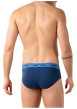 Thumbnail Lot de 3 slips en coton bleus unis pourvus du nom de la marque imprimé - Image 3