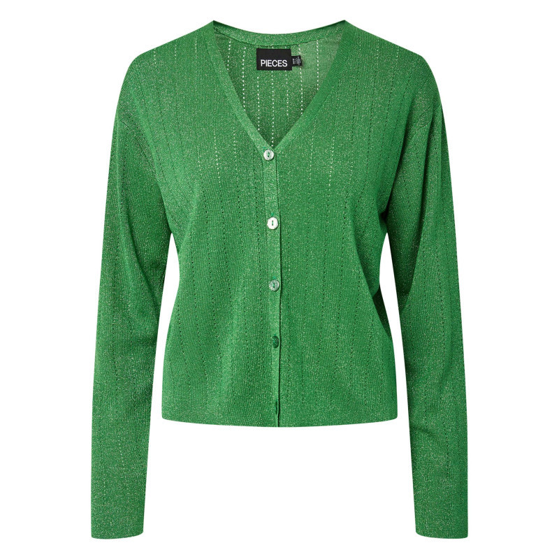 Pieces - Gilet Vert Uni Avec Une Coupe Droite Et Des Manches Longues - Vert
