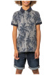 Thumbnail Polo en coton marine à motifs pourvu de manches courtes et d'une coupe droite