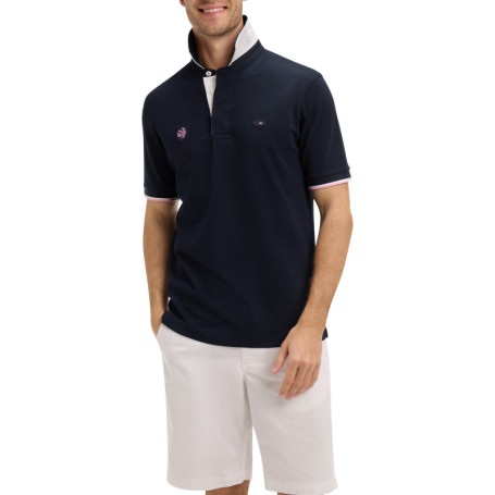 Polo en coton marine uni pourvu d'une coupe...