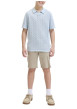 Thumbnail Short chino en coton beige uni pourvu de passants pour la ceinture - Image 2