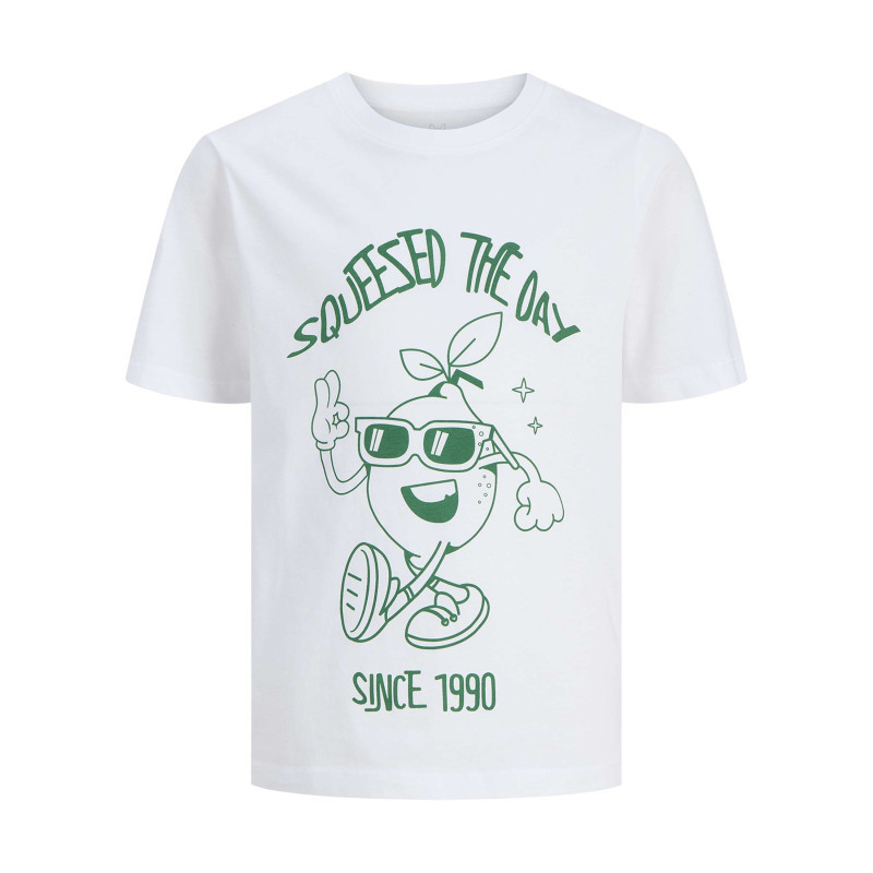 Jack & Jones - T-shirt En Coton Blanc Uni Pourvu D'un Imprimé Citron Et D'un Col Rond - Blanc Jack & Jones - T-shirt En Coton Blanc Uni Pourvu D'un Imprimé Citron Et D'un Col Rond - Blanc