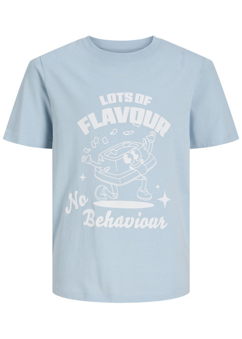 T-shirt en coton ciel uni pourvu d'un imprimé et d'un col rond