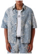 Thumbnail Chemise en coton mélangé bleue à carreaux avec une coupe droite