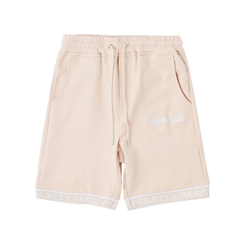 Project X - Short Jogging Beige Uni Avec Une Coupe Droite Et Un Logo Brodé - Beige Project X - Short Jogging Beige Uni Avec Une Coupe Droite Et Un Logo Brodé - Beige