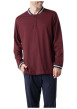 Thumbnail Pyjama long en coton bordeaux uni pourvu d'une coupe droite et d'un col boutonné