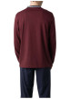 Thumbnail Pyjama long en coton bordeaux uni pourvu d'une coupe droite et d'un col boutonné - Image 2