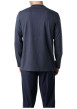 Thumbnail Pyjama long en coton marine à motifs pourvu d'une coupe droite et d'un col v - Image 2