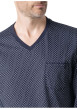 Thumbnail Pyjama long en coton marine à motifs pourvu d'une coupe droite et d'un col v - Image 5