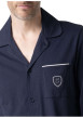 Thumbnail Pyjama long en coton marine à motifs pourvu d'une coupe droite - Image 5