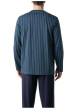 Thumbnail Pyjama long en coton marine à rayures pourvu d'un col v et d'une coupe droite - Image 2