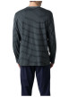 Thumbnail Pyjama long en coton marine à rayures pourvu d'une coupe droite et d'un col v - Image 2