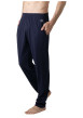 Thumbnail Pyjama long en coton marine à rayures pourvu d'une coupe droite et d'un col v - Image 3