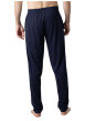 Thumbnail Pyjama long en coton marine à rayures pourvu d'une coupe droite et d'un col v - Image 4