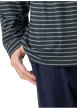 Thumbnail Pyjama long en coton marine à rayures pourvu d'une coupe droite et d'un col v - Image 6