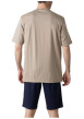Thumbnail Pyjama court en coton beige à rayures pourvu d'une coupe droite - Image 2