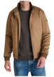 Thumbnail Blouson en cuir taupe uni avec une coupe droite et un col montant - Image 2