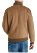 Thumbnail Blouson en cuir taupe uni avec une coupe droite et un col montant - Image 3