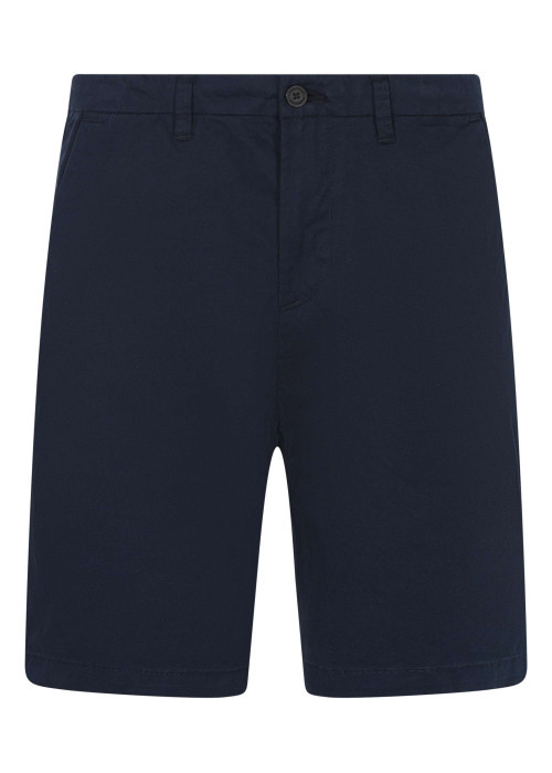 Short chino en coton marine uni avec une coupe droite et de multiples poches