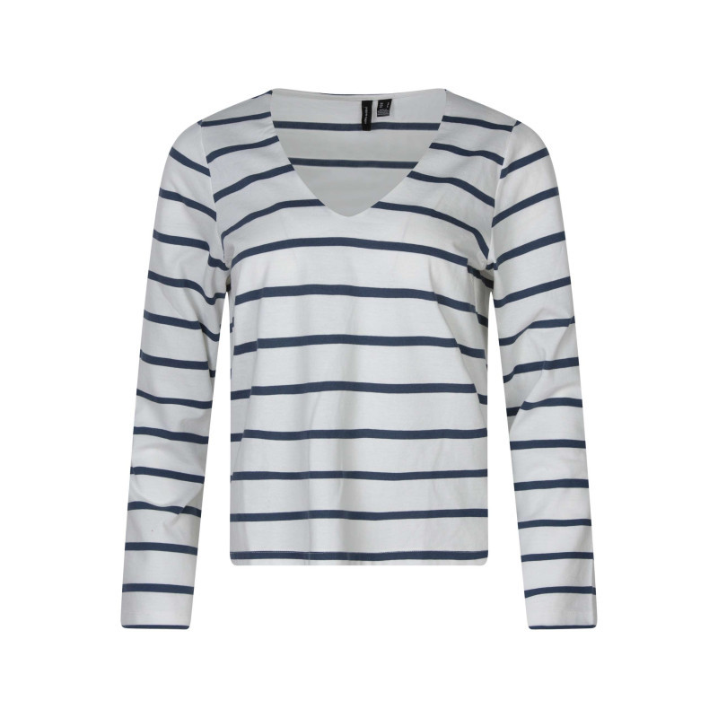 Vero Moda - T-shirt écru à Rayures Avec Une Coupe Droite Et Des Manches Longues - Beige Vero Moda - T-shirt écru à Rayures Avec Une Coupe Droite Et Des Manches Longues - Beige