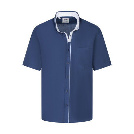 Chemise en coton indigo unie avec une coupe...