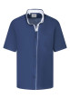 Thumbnail Chemise en coton indigo unie avec une coupe droite et un col américain