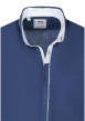 Thumbnail Chemise en coton indigo unie avec une coupe droite et un col américain - Image 3
