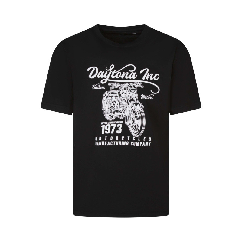 Daytona 73 - T-shirt Sherbrooke En Coton Noir à Coupe Droite Pourvu D'un Col Rond - Noir