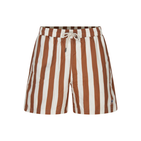 Short de bain brique à rayures pourvu d'une...