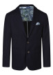 Thumbnail Veste blazer marine unie avec une coupe ajustée et un col cranté à revers
