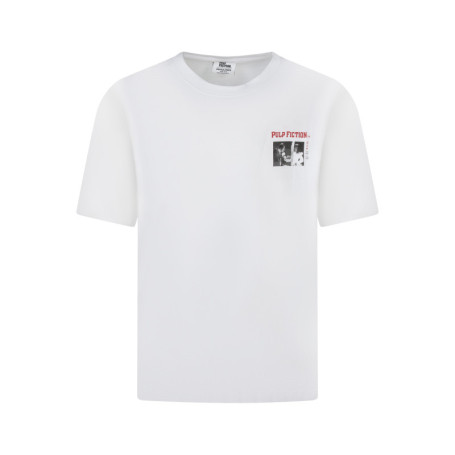 T-shirt en coton blanc imprimé avec une coupe...