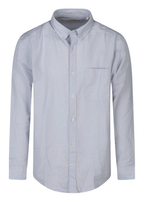 Chemise bleu clair unie avec une coupe droite et à manches longues