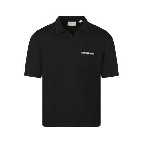 Polo en coton biologique noir uni avec une...