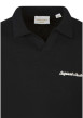 Thumbnail Polo en coton biologique noir uni avec une coupe droite et un col à revers - Image 3
