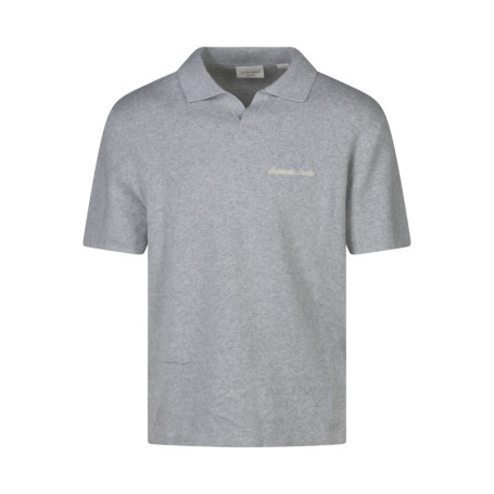 Polo en coton biologique gris uni avec une...