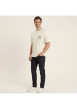 Thumbnail T-shirt en coton biologique beige imprimé avec une coupe droite et un col rond - Image 3