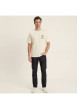 Thumbnail T-shirt en coton biologique beige imprimé avec une coupe droite et un col rond - Image 4