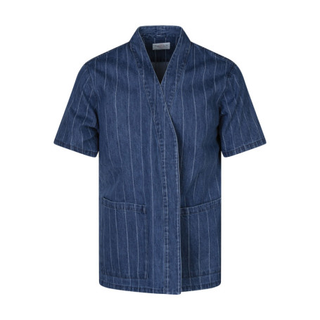 Surchemise à rayures en coton bleue unie avec...