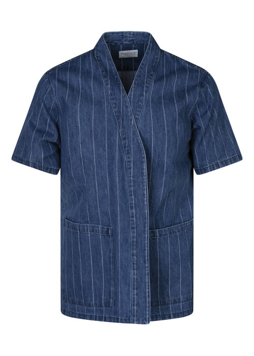 Surchemise à rayures en coton bleue unie avec...