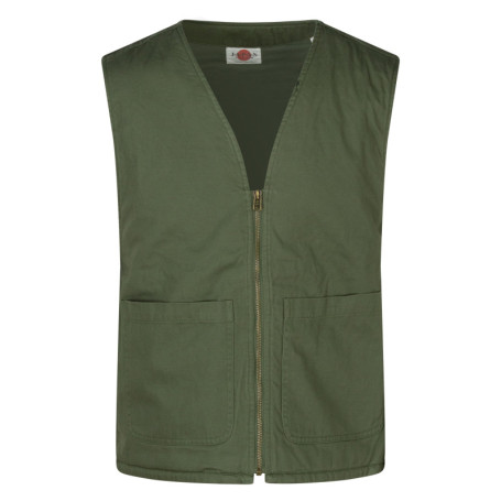 Blouson en coton kaki uni sans manches avec une...