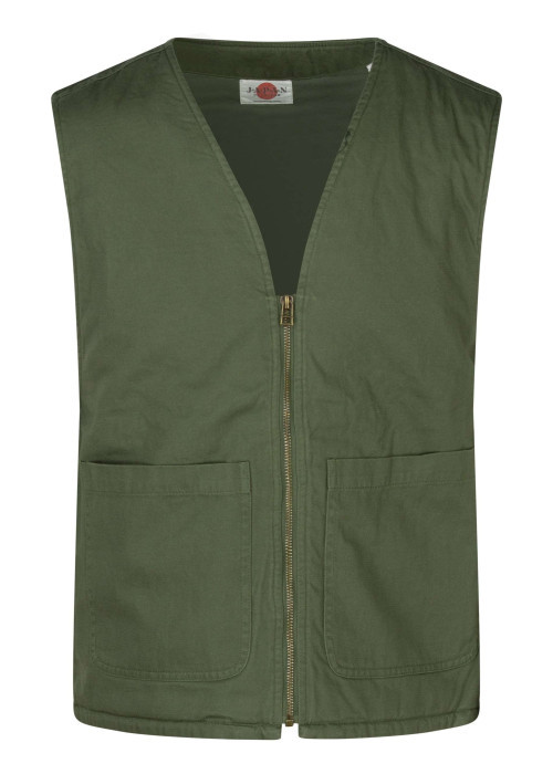 Blouson en coton kaki uni sans manches avec une coupe droite