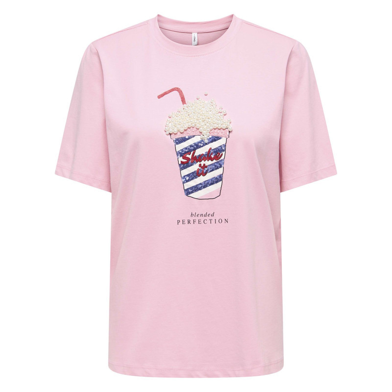Only - T-shirt En Coton Biologique Rose Uni Pourvu D'une Coupe Droite - Rose Only - T-shirt En Coton Biologique Rose Uni Pourvu D'une Coupe Droite - Rose