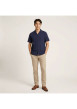 Thumbnail Chemise en coton marine uni avec une coupe droite et un col cubain - Image 2