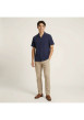 Thumbnail Chemise en coton marine uni avec une coupe droite et un col cubain - Image 3
