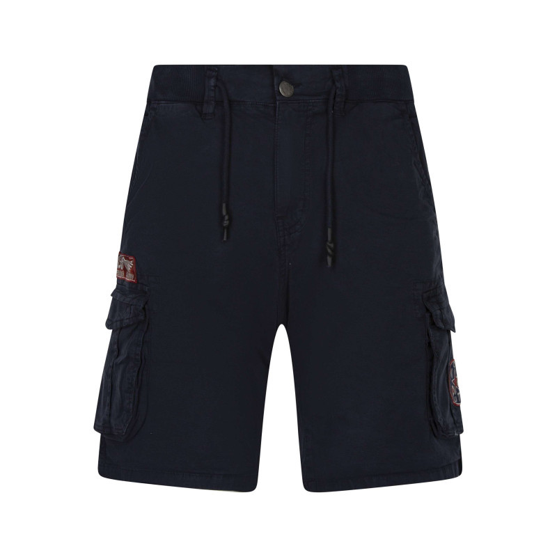 Von Dutch - Short Cargo En Coton Marine Uni Pourvu D'une Coupe Droite Et De Multiples Poches - Bleu Foncé